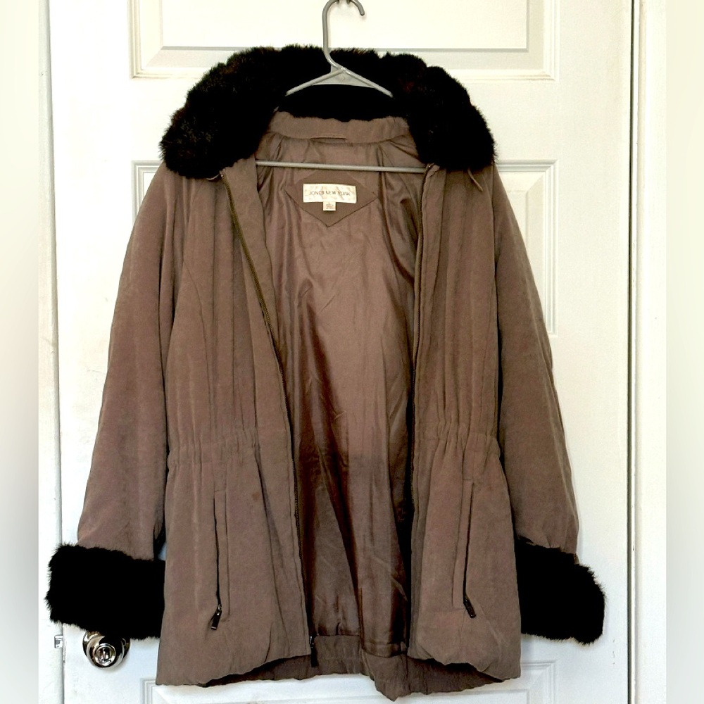 Brown jones New York faux fur coat